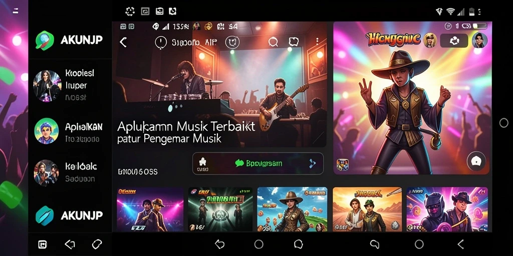 Tampilan gameplay seru dari AKUNJP yang menampilkan tantangan musik.