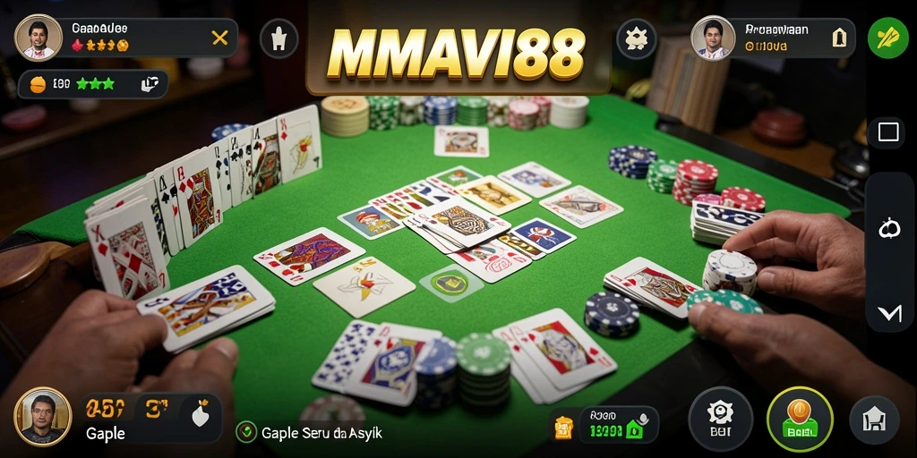 Screenshot gameplay AMAVI88 yang menampilkan aksi seru permainan Gaple.