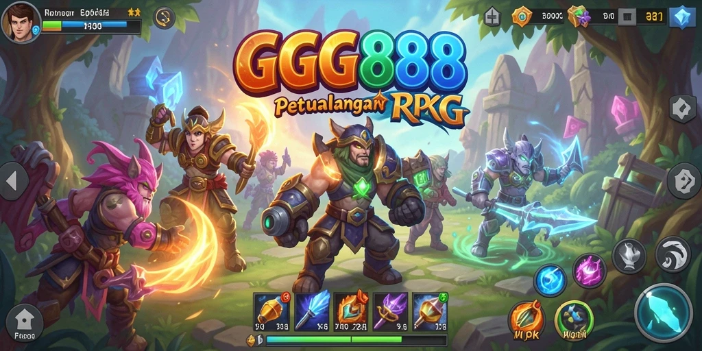 Screenshot GGG888 menampilkan pertarungan epik di dunia RPG.