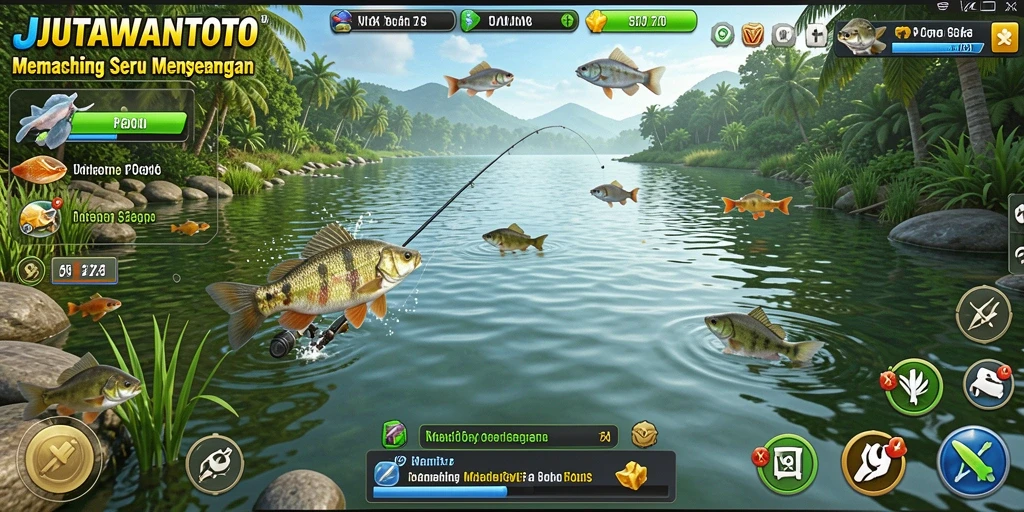 Tampilan gameplay seru saat memancing di JUTAWANTOTO.