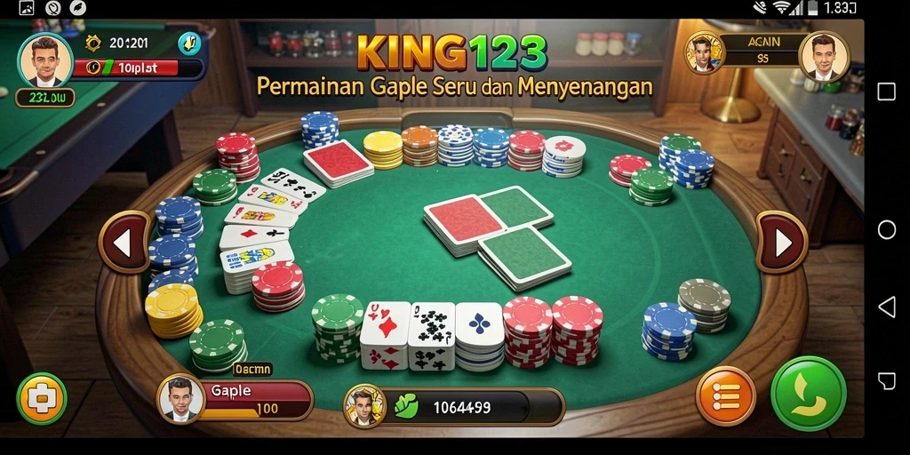Tampilan seru dari gameplay Gaple di KING123.