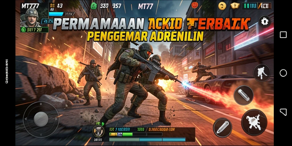 Gameplay menegangkan dalam aksi pertempuran seru.