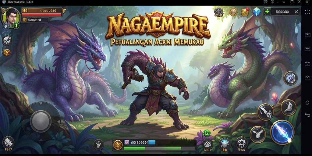 Tangkapan layar gameplay NAGAEMPIRE dengan aksi menegangkan.