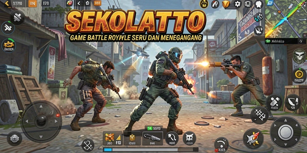 Gameplay menegangkan dari SEKOLAHTOTO dalam pertempuran Battle Royale.