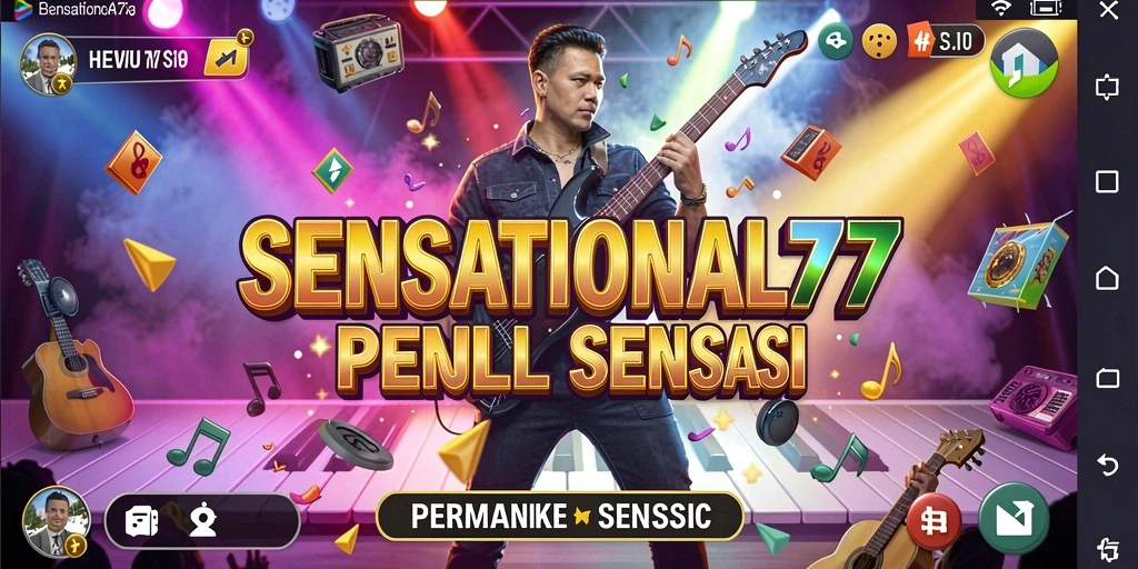 Tampilan gameplay SENSATIONAL77 dengan berbagai tantangan musik.